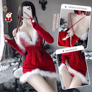 Stage Wear Christmas Comes Sexy Dentelle Robe de velours rouge Santa Cosplay Voir à travers la lingerie Performance de vacances d'hiver Vêtements tentants T220901