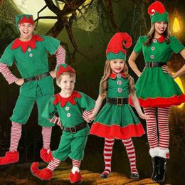 Stage Wear Christmas Cosplay komt voor kinderen meisjes elf grinch jurk Xmas feest groene kerstman performance kleding met hoed unisex T220901
