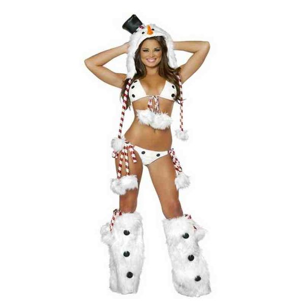 Scène Porter Noël Bonhomme De Neige Pingouin Cosplay Venez Blanc Santa Lingerie Femme avec Jambières T220901