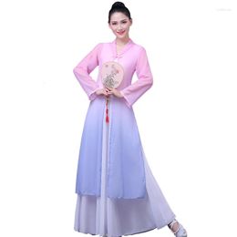 Ropa de escenario, ropa y disfraces de baile clásico, elegante traje de folk cuadrado de estilo chino para mujer, adulto