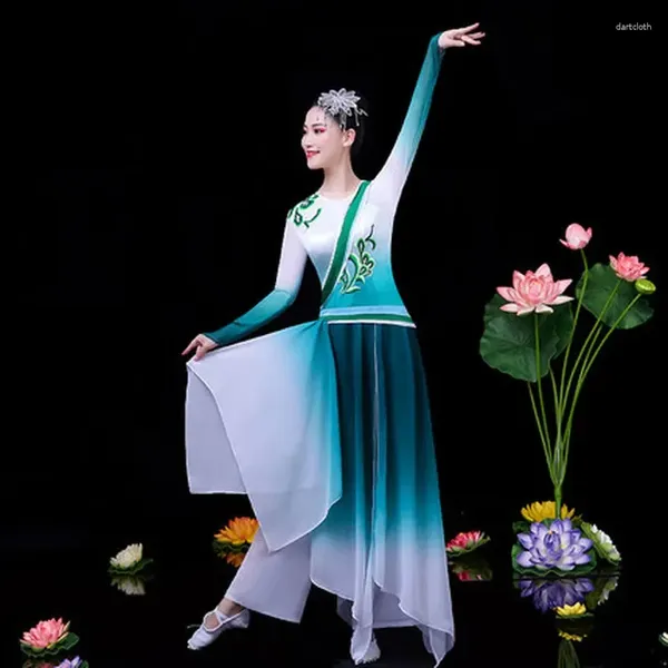 Stage Wear Costume de danse classique Femme élégante style chinois Yangko Fan Costume Parapluie ethnique