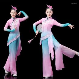 Costumes de danse classique d'usure de scène danseur de fan de costume carré national traditionnel pour la représentation de Hanfu de Style chinois