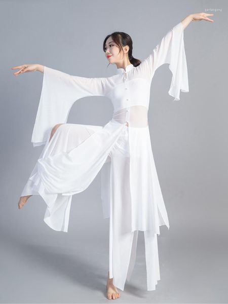 Vêtements de scène Vêtements de pratique de danse classique Costume élégant pour femmes Charme du corps Vêtements de gaze Yoga rythmique Style chinois Costume ethnique