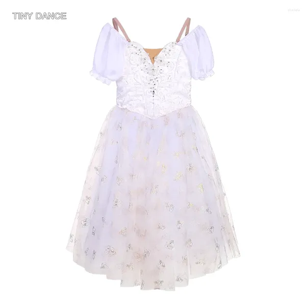 Etapa desgaste clásico blanco personalizado profesional tutus ballet traje de baile adultos niñas mangas cortas longitud romántica vestido de tutú mujer