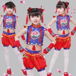 Desgaste de la etapa Clásica Ropa de baile Yangko Elegante Folk Estilo chino tradicional Hanfu Vestido oriental Niñas Festival Bailarina Trajes