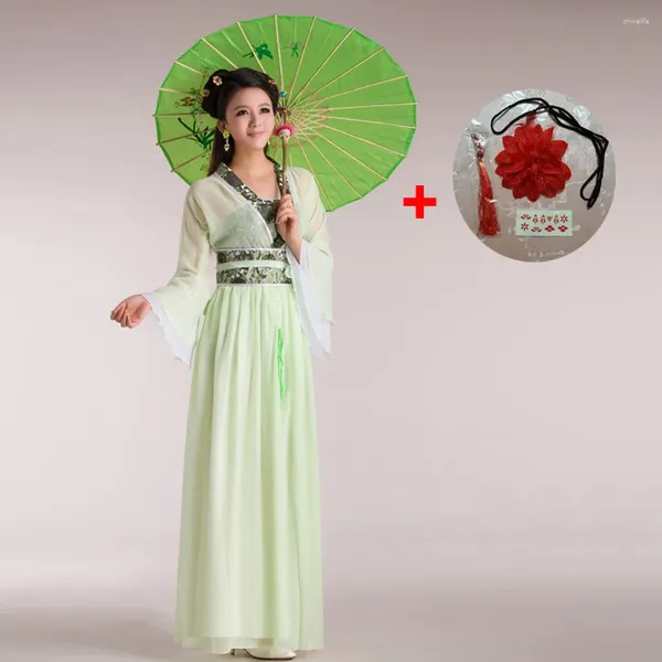 Escenario desgaste colorido chino tradicional antiguo vestido para mujer Hanfu verde rojo rosa danza niña traje mujeres dama hada princesa ropa conjunto