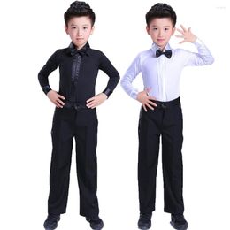 Stage Wear Comfort Chemises De Danse Latine Pour Enfants Noir Blanc Fitness Tissu Fringe Pantalon Homme ChaCha Tops Garçon Show Pantalon Y10490