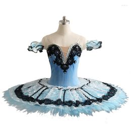 Stage Wear Coming Girls Performance Competition Professional Light Blue Kids Ballet Tutu