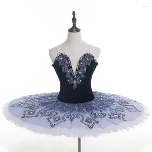 Stage Wear à venir de haute qualité 12 couches de compétition professionnelle Performance Costumes de danse Velvet Adulte Ballet Tutu Bleu Marine