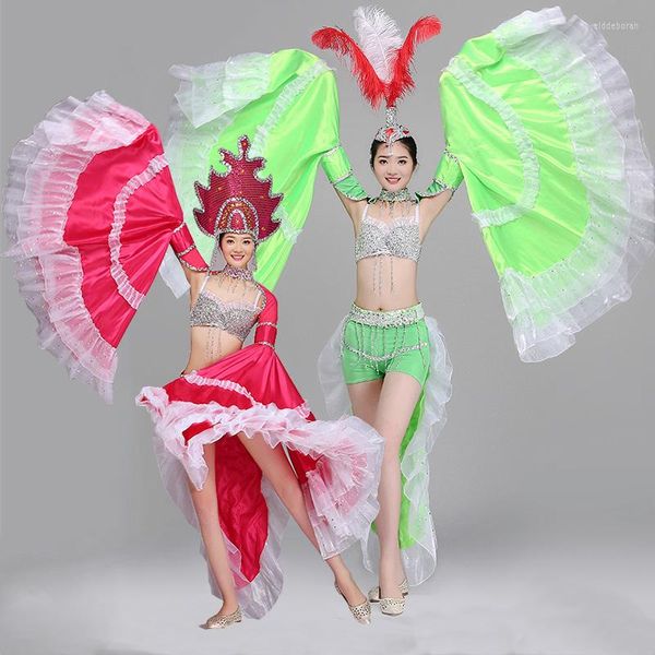 Costumes de vêtements de scène Robe à jupe complète Performances de danse d'ouverture Prendre la mode sexy Femme Adulte Jupe de paon Tenue
