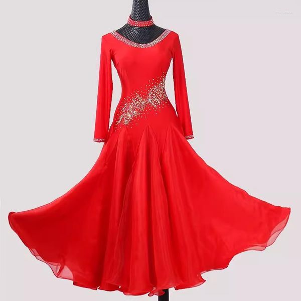 Ropa de escenario personalizada de gama alta para mujer, vestido de competición de baile de salón, ropa de baile moderna estándar nacional, ropa de baile de vals con gran columpio