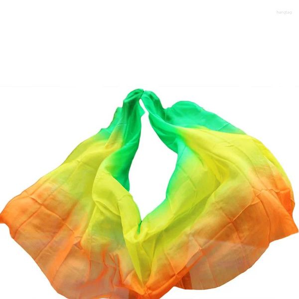 Voile de danse du ventre en soie véritable personnalisé, 200/250/300cm, accessoires de couleur dégradé teints à la main, 5 tailles