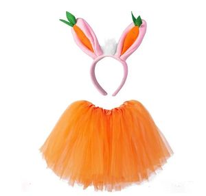 Vêtements de scène Accessoires de danse Cosplay Fournitures de fête Ensemble de jupe de couvre-chef de Pâques Créatif Lapin de Pâques Bandeau de lapin Jupes de gaze en forme de lapin animal