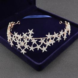 Stage Wear Dance Accessories Fashion Rhinestone Star Tiaras Royal Queen Headbands Wedding Crown Hair Jewelry Prom Party Head Ornaments