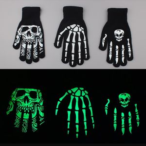 Stage Wear Dance Accessories Knitting Gloves Skeleton Head Luminous Half Finger Full Fingers Print Warm Breathable Men Women Fitness Glove Cycling Equipment