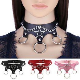 Stadium Slijtage Dans Accessoires Sexy Punk Egirl Choker Kraag Lederen Choker SM Bondage Cosplay Goth Vrouwen Gothic Mannelijke Ketting Harajuku Accessoires