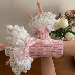 Vêtements de scène Accessoires de danse Manches Poignets Poignets Volants Dentelle Florale Élastique Noir Blanc Y2K Fille