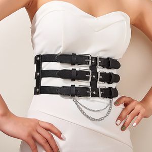 Vêtements de scène Accessoires de danse Ceinture à boucle à trois rangées pour femmes Robe de mode