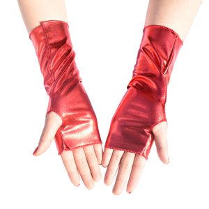 Accessoires de danse de danse sur scène Gants de cosplay en cuir fausse en cuir femmes.