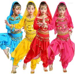 STAGE Wear Dance Enfants Costume Costume Set Girls Flowers Tenfit 5pcs (Head Belt Jirt Veil Headpiece)