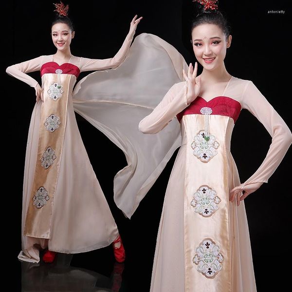 Desgaste de la etapa Danza Traje folclórico chino Ropa Nacional Antiguo Fan Disfraces tradicionales TA2204