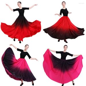 Stadiumkleding Danskostuum Spaanse Gradiënt Elegante Flamenco Rok Jurk Voor Vrouwen Zigeuner Plus Size Ballroom Stierengevecht Prestatiekleding