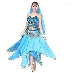 Stage Wear Dance Costumes Bollywood Performance Dress Sari Dancewear Femmes Kid Belly Costume Set 3 Pcs / Set (Top Jupe Veil)