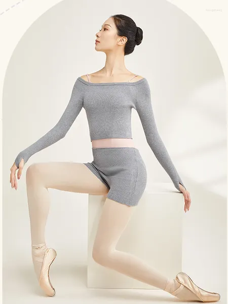 Stage Wear Dance One-Line Col Pull Femme Automne et hiver Robe Adulte Manteau à manches longues Ballet Training A