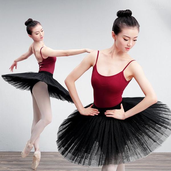 Escenario desgaste opciones de bailarina niñas panqueque ballet tutu profesional blanco negro medio tutús práctica ensayo plato vestido