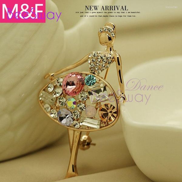 Desgaste de la etapa Bailarina Ballet Niñas Broche Danza Breastpin Regalo de acero inoxidable Taladro de cristal Accesorios de recuerdo