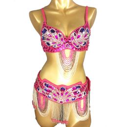 Stage Wear Design Dames Belly Dance Kostuum Bra Belt 2pc/Set Carnival Sexy Outfits Bollywood ClothesStage