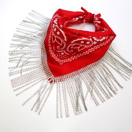 Stadiumkleding Disco Kwastje Sjaal Western Cowboy Bandana met Zilveren Franje Hoofddoek Hoofdhalsdoeken Party Club Foulard Mode Dans Hijaabs