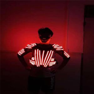 Vêtements de scène DJ lumière LED Robot hommes Costume Costumes rvb coloré armure éclairée tenues brillant gilet défilé de mode Costume2175