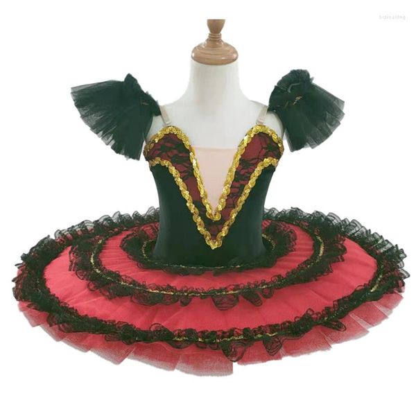 Stage Wear Don Quichotte Ballet Dancer Adulte Femme Professionnel Tutu Jupe Noir Rouge Tang Kiru De Costume.