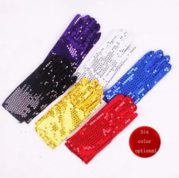 Gants double face pour vêtements de scène, gants à paillettes monochromes, gants tendance pour performances sur scène