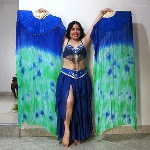 Veaux de ventilateur de soie naturel en soie pure teinte pour femmes pour femmes Belly Dance Performance accessoires Costumes et accessoires Une paire