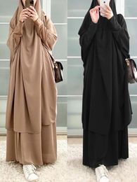 Stage Wear Eid Capuchon Femmes Musulmanes Hijab Robe Prière Vêtement Jilbab Abaya Longue Khimar Ramadan Robe Abayas Jupe Ensembles Vêtements Islamiques