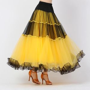 Escenario desgaste elegante salón de baile falda de baile largo swing faldas con gradas flamenco vals adultos
