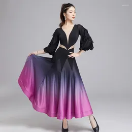 Stage Wear Robe de bal élégante Femmes Performance Costume Mesh Danse moderne Tango Dancing Outift Waltz Robes DL9421