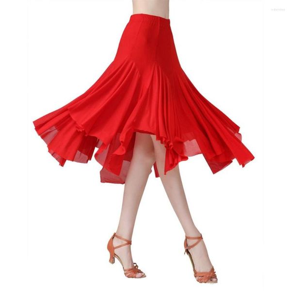 Etapa desgaste elegante malla media falda de baile latino para mujeres estilo cómodo suave salón de baile vals vestido de baile