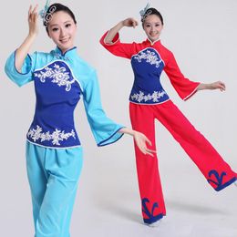 Stage Wear Elegante Vrouwen Chinese Dans Kostuum Lady Yangko Danser Rode Folk Kleding Fan Kleding Voor Show 89