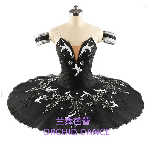 Stage Wear Élégant Professionnel Haute Qualité Femmes Adulte Performance Filles Swan Lake Black Ballet Tutu Costumes