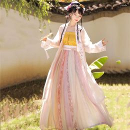 Desgaste de la etapa Trajes de baile bordados Hanfu Mujeres Folk Slim Fairy Dress Ropa tradicional china Rave Performance Clothing Chion YB1069