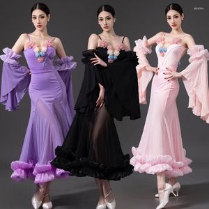 Desgaste de la etapa Fairy Rose Ballroom Dance Dress Mujeres Prom Waltz Performance Costume Adult Competition Dresses BL10338