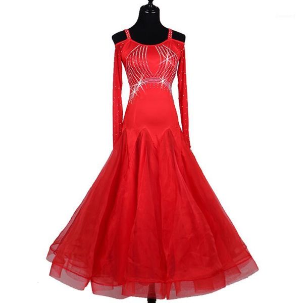 Stage Wear Fantasia Robe De Danse Latine Pour Dames Couleur Rouge Standard Belle Jupe Femmes Professionnelles Chacha Ballroom Practice Robes Y10515