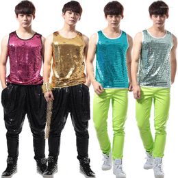 Stage Wear Fashion Circular Colla Jazz Dance Costuums Hip Hop Dancing Colorstops Clothing Man Club Performance Pargons Vest Dwy501