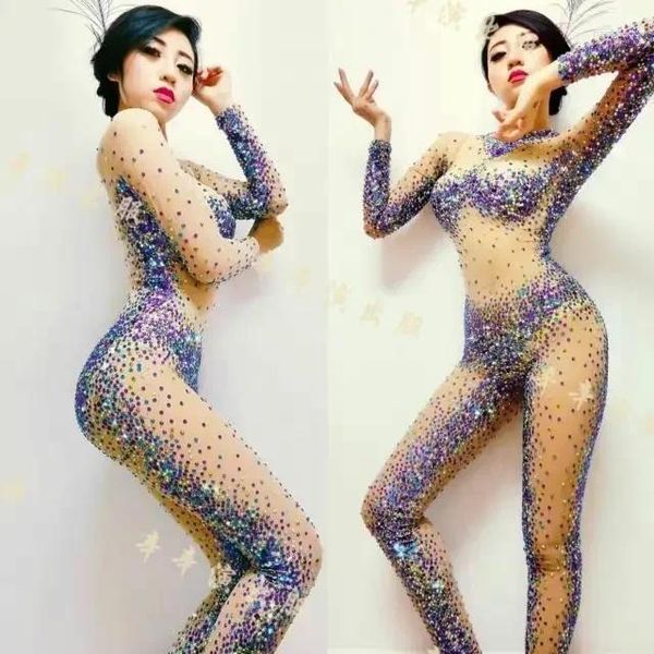 Escenario desgaste diseño de moda perspectiva sexy pedrería traje traje fiesta espectáculo mujer cantante discoteca rendimiento mono