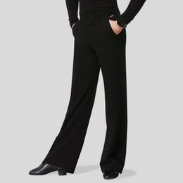 Stage Wear Fashion Men Ballroom Professional Stijlvolle losse danswear Straight Black Latin Trousers Competition Practice Dance Pant