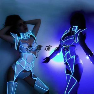 Podiumkleding Mode Nachtclub Bar Prestaties Kleding Fluorescerend feestlicht LED Jumpsuit Vrouwen GoGo Futuristische technologie DWY4557265p