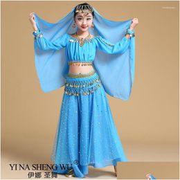 Stage Draag Fashion Style Child Belly Dance -kostuumset Sari Bollywood Kinderen Outfit Performance Desets Sets Drop Delivery Apparel Dh4XU